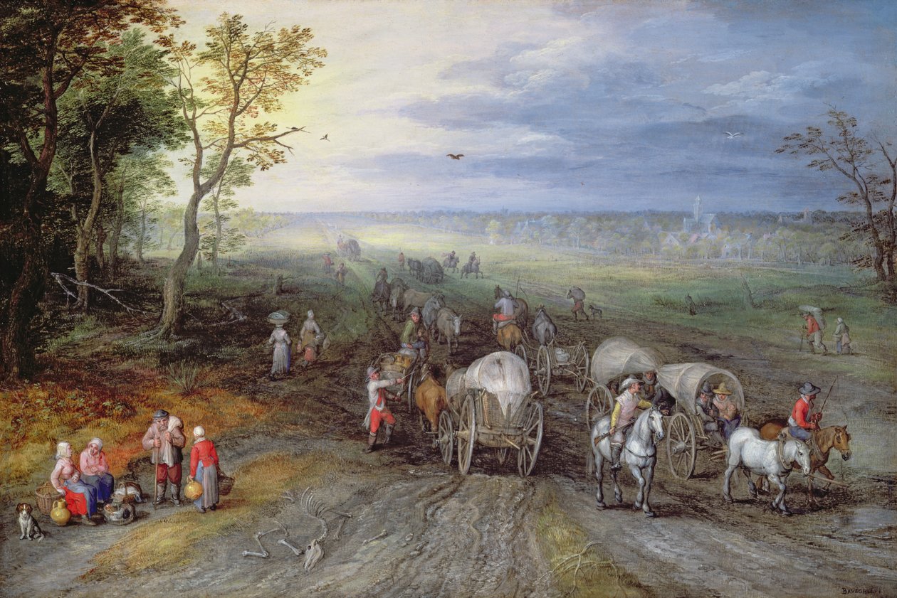 Powrót z rynku (olej na miedzi) autorstwa Jan the Elder Brueghel