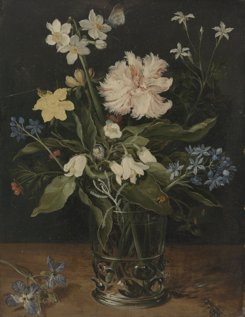 Martwa natura z kwiatami w szklance, 1630 (olej na miedzi) autorstwa Jan the Elder Brueghel