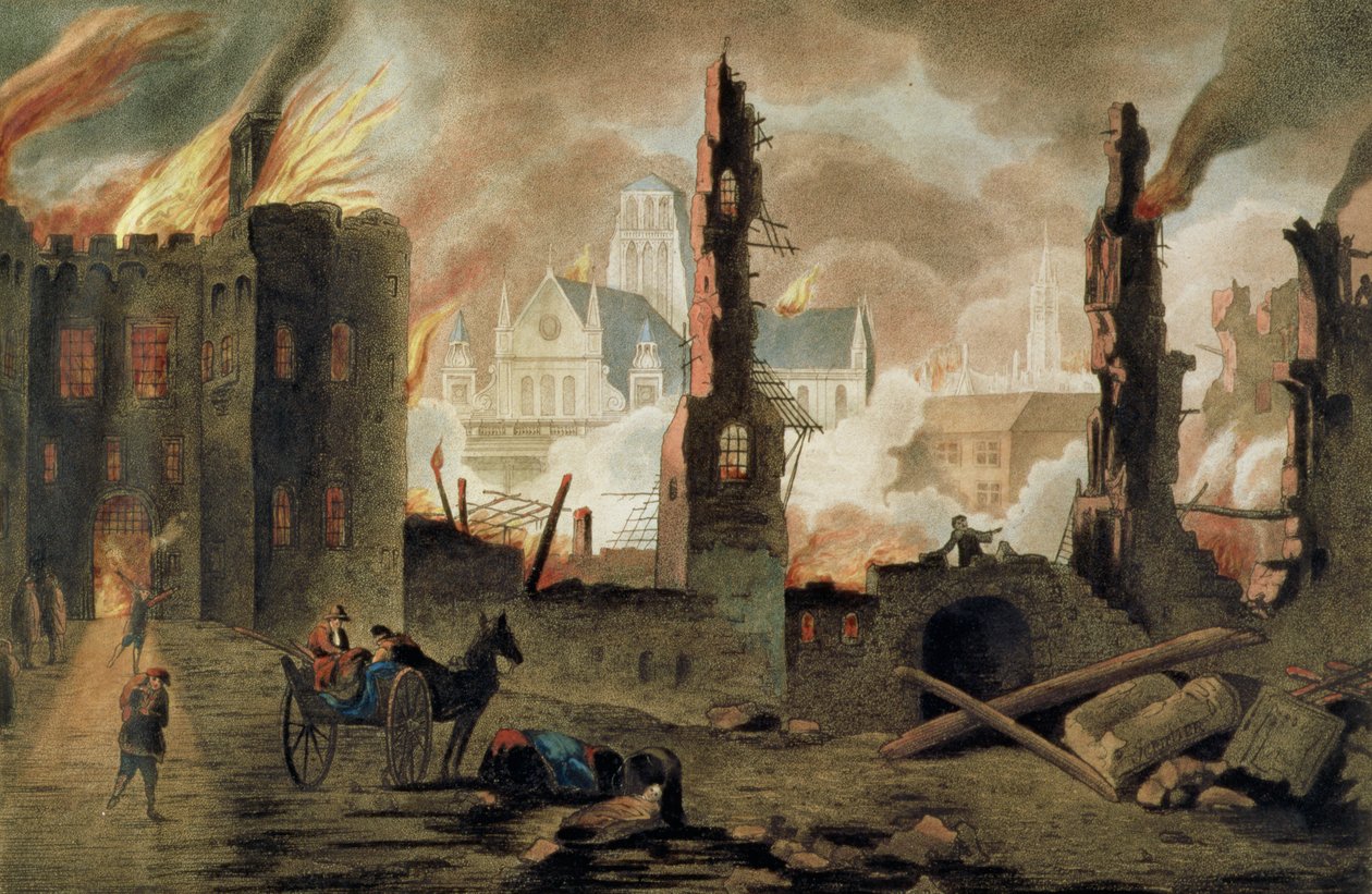 Wielki pożar Londynu w roku 1666 autorstwa Jan the Elder Griffier