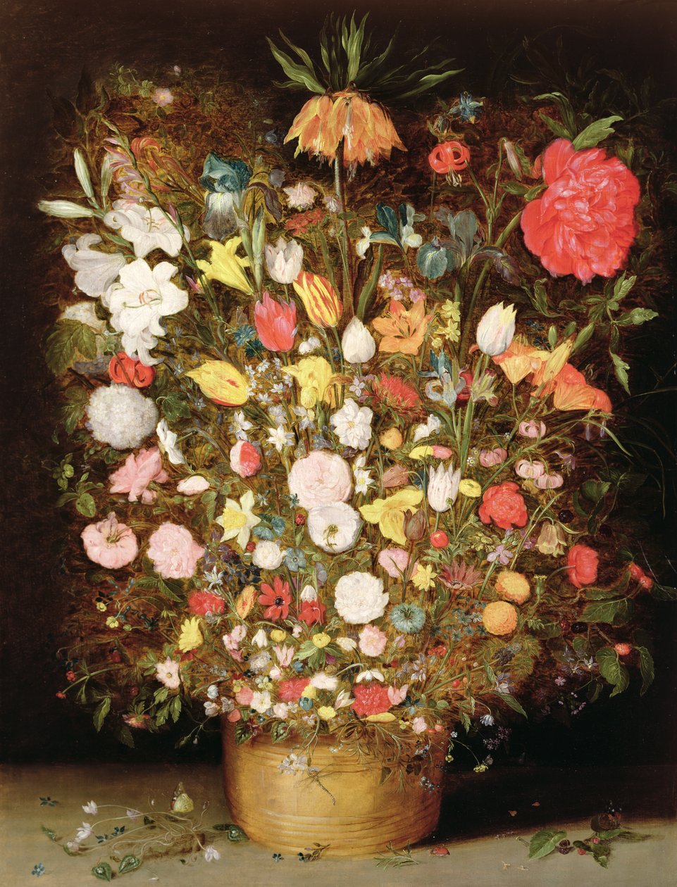 Mieszane kwiaty w drewnianej tubie autorstwa Jan Brueghel the Younger