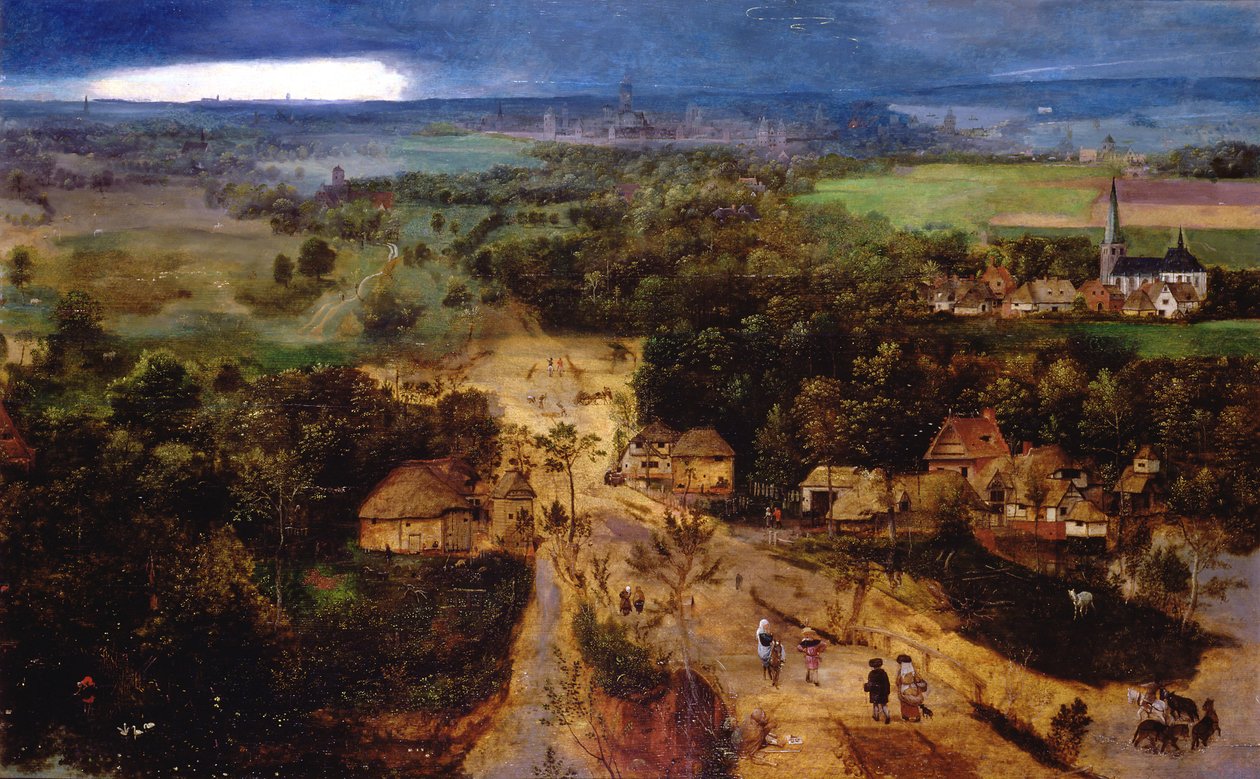 Krajobraz z ucieczką do Egiptu, ok. 1530 autorstwa Jan van Amstel