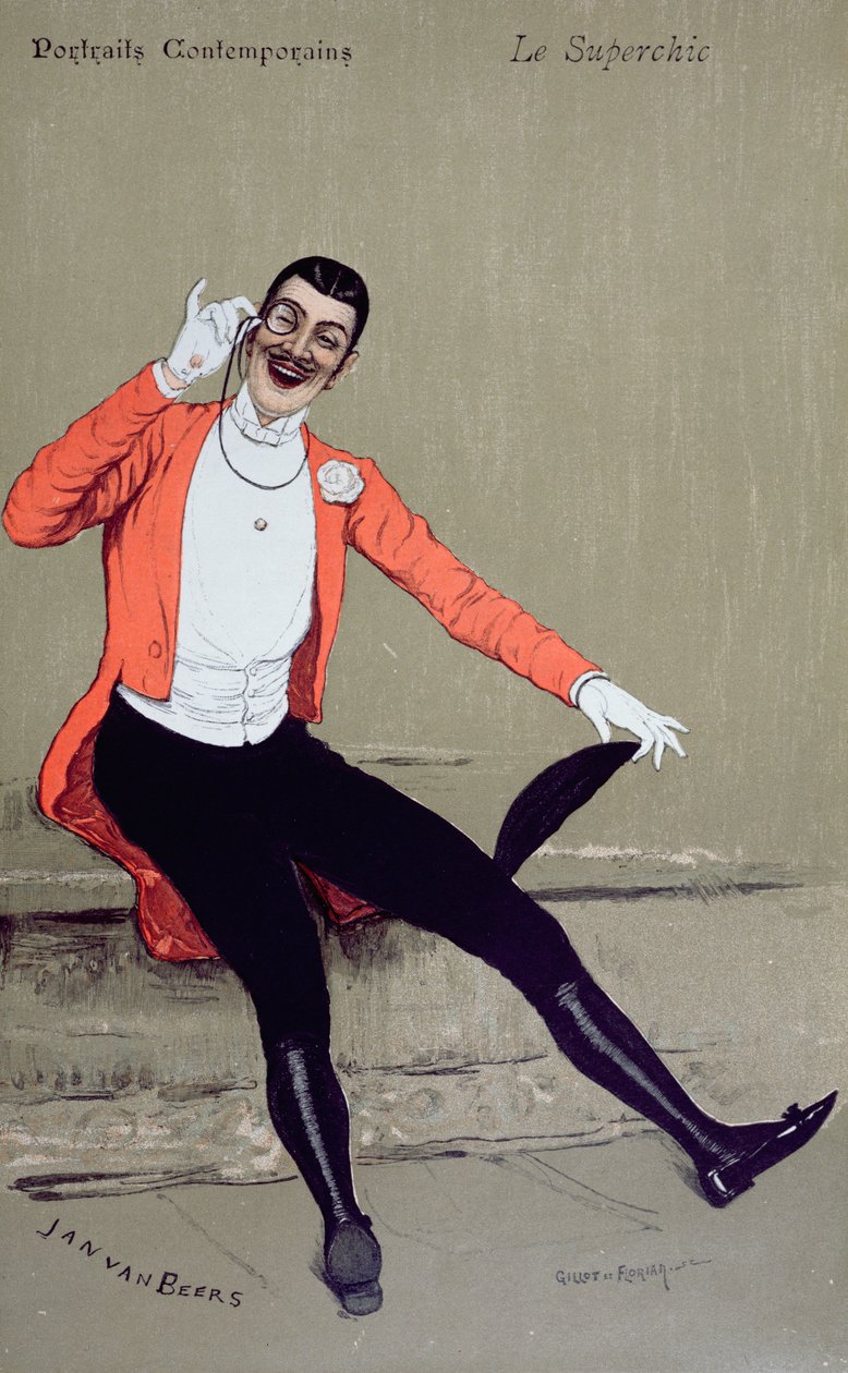 Le Superchic", karykatura dla "La Revue Illustree", luty 1886 r. autorstwa Jan van Beers