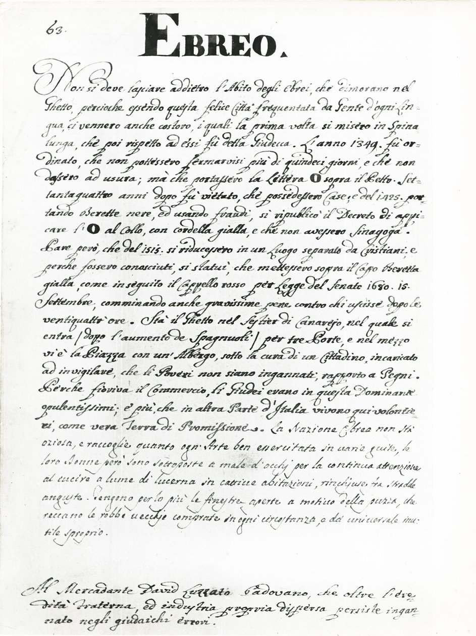 Żyd, strona z "Gli abiti dei Veneziani" (pióro i tusz na papierze) (patrz 188193 dla ilustracji towarzyszącej) autorstwa Jan van Grevenbroeck