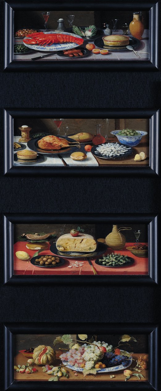 Cztery martwe natury żywności i owoców autorstwa Jan van Kessel the Elder
