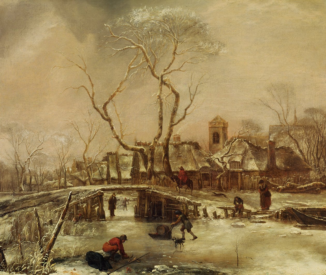 Zimowa scena autorstwa Jan van de Capelle or Cappelle