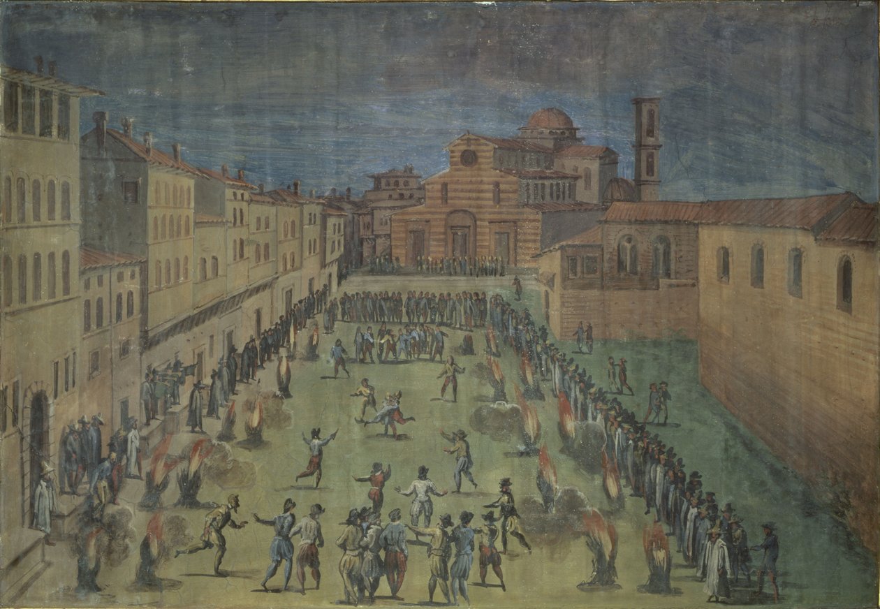 Festiwal publiczny na Piazza Santo Spirito, Florencja, 1555 autorstwa Jan van der Straet