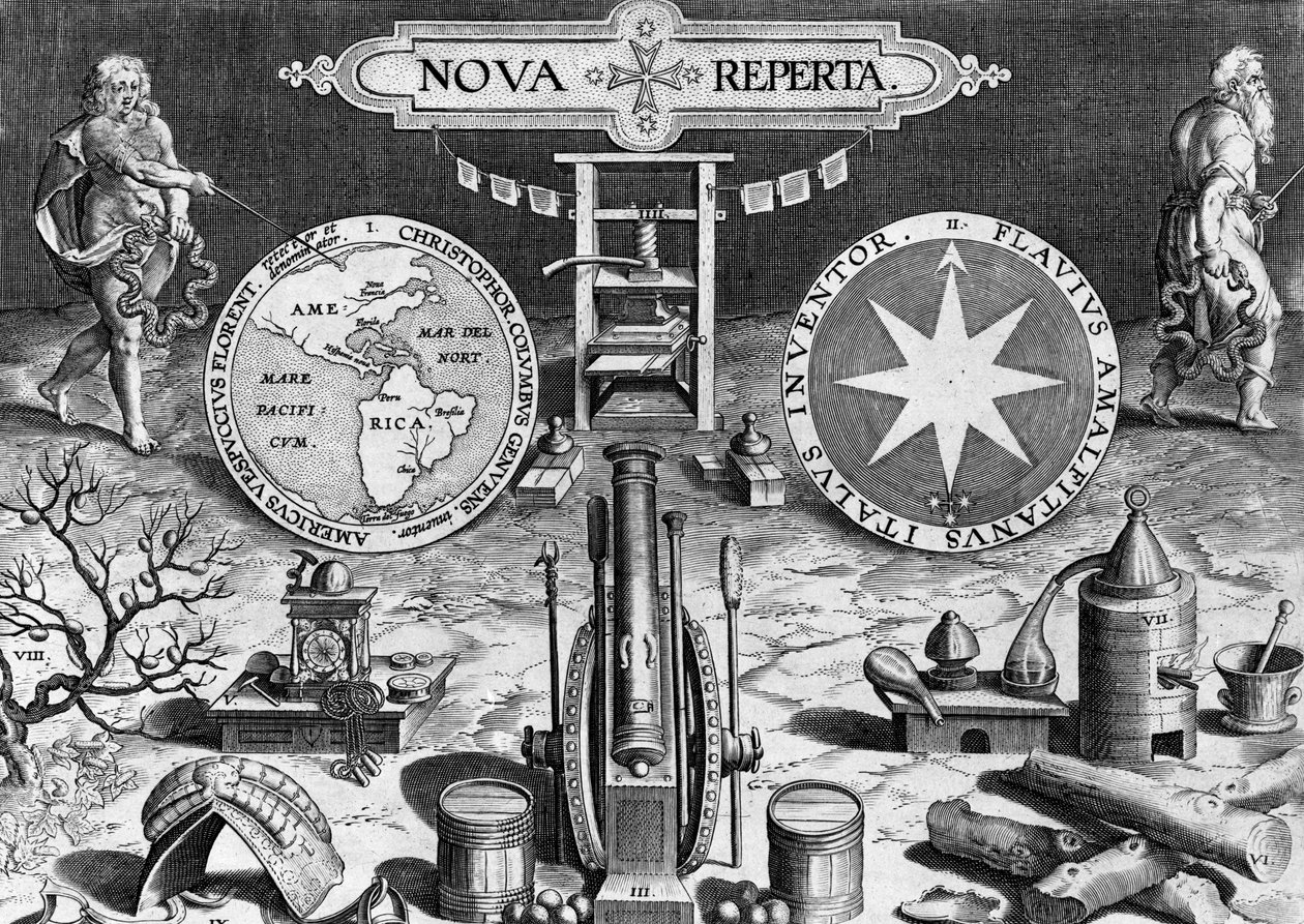 Frontispis do "Nova Reperta", rytowany przez Theodora Galle, ok. 1580-1605 autorstwa Jan van der Straet