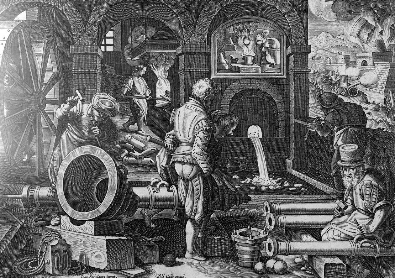 Pulvis Pyrius, tablica 3 z "Nova Reperta", wyryta przez Philipa Galle, ok. 1580-1605 autorstwa Jan van der Straet