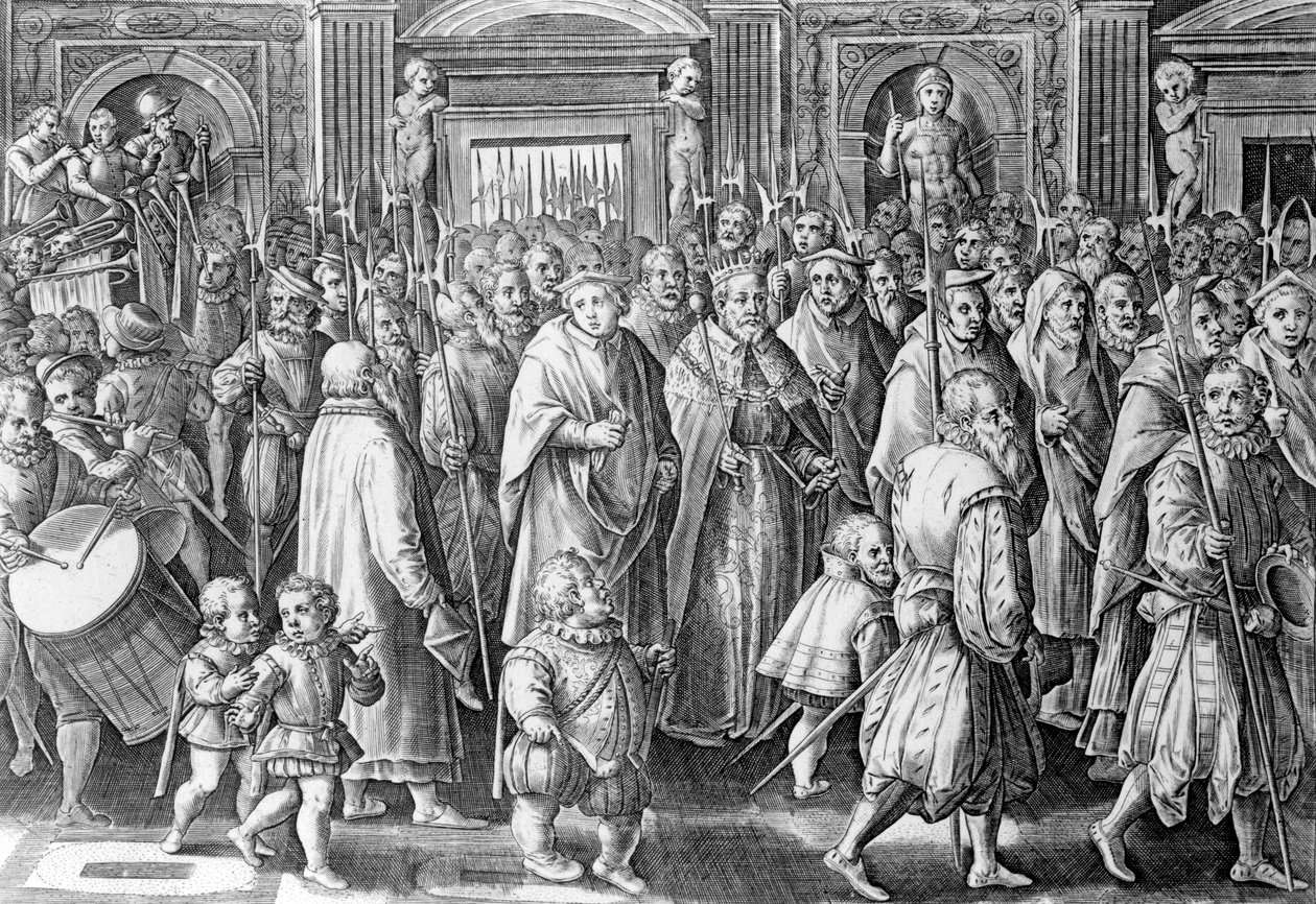 Powrót Cosimo I po koronacji, ryty przez Philipsa Galle, 1583 autorstwa Jan van der Straet