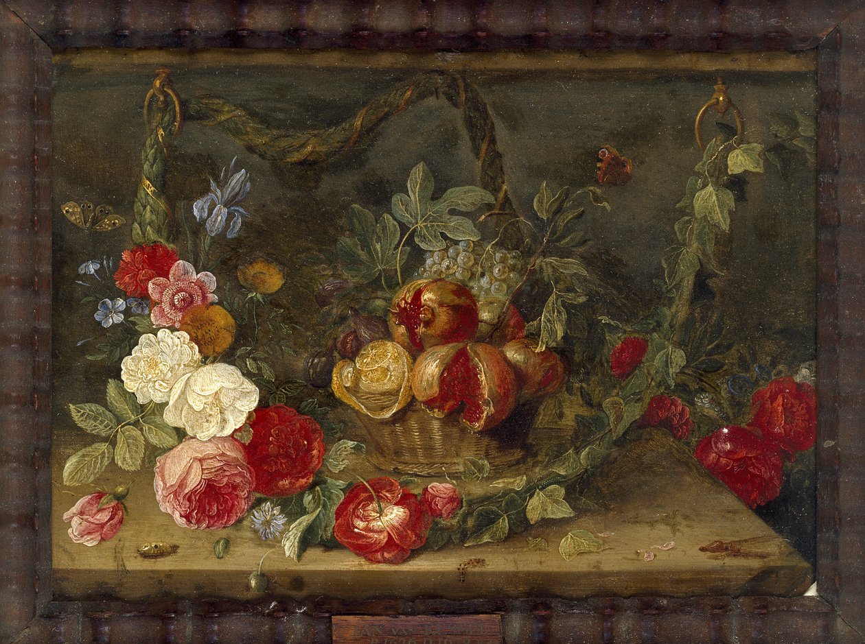Dekoracyjna Kompozycja Martwa Natura z Koszem Owoców (olej na miedzi) autorstwa Jan van Kessel the Elder