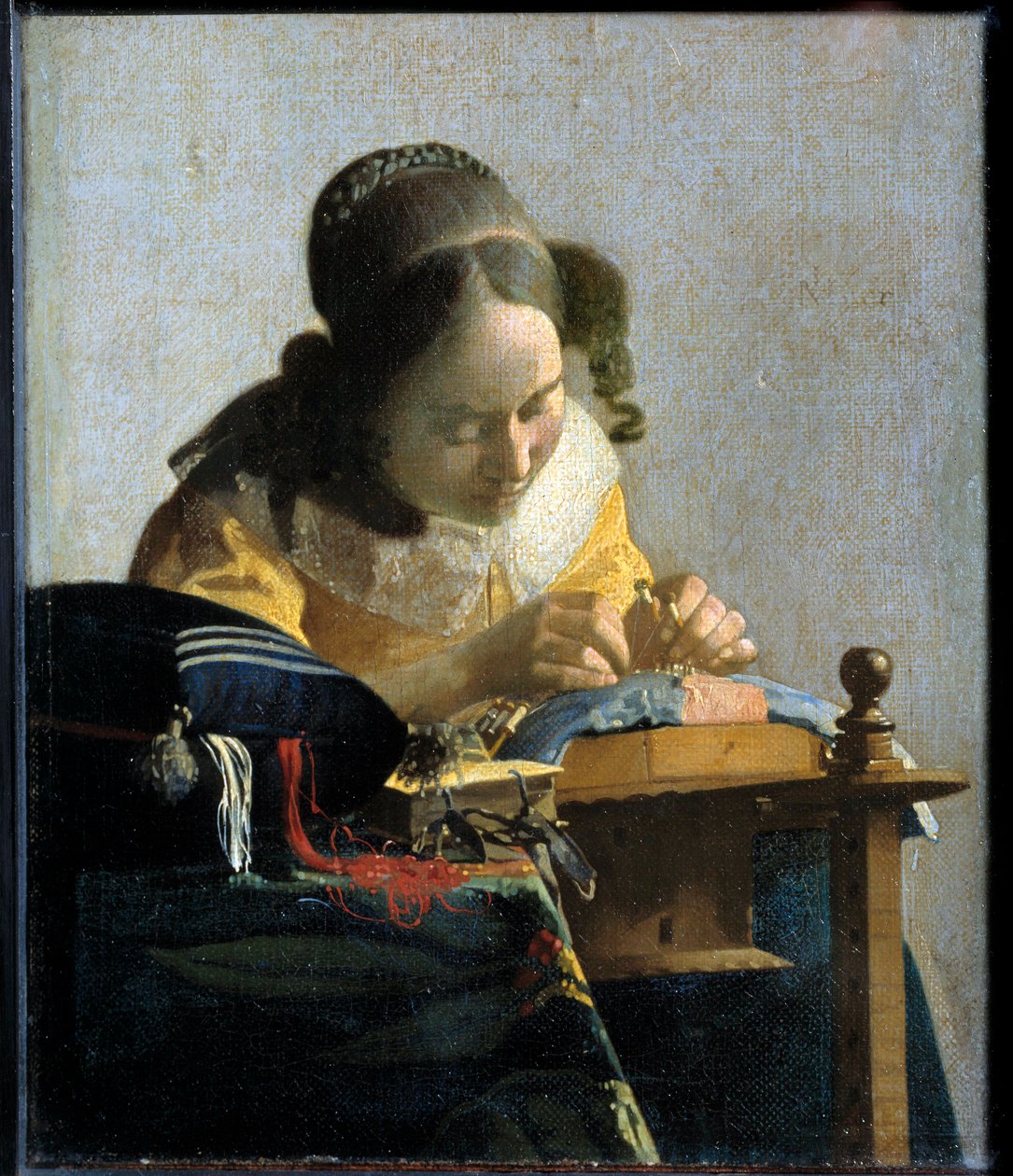 Koronkarka, ok. 1658-1660 (olej na płótnie) autorstwa Jan (1632 75) Vermeer