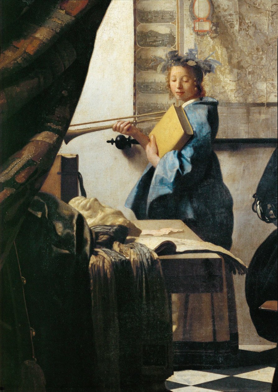 Malarz i jego modelka jako Klio (olej na płótnie) autorstwa Jan (1632-75) Vermeer