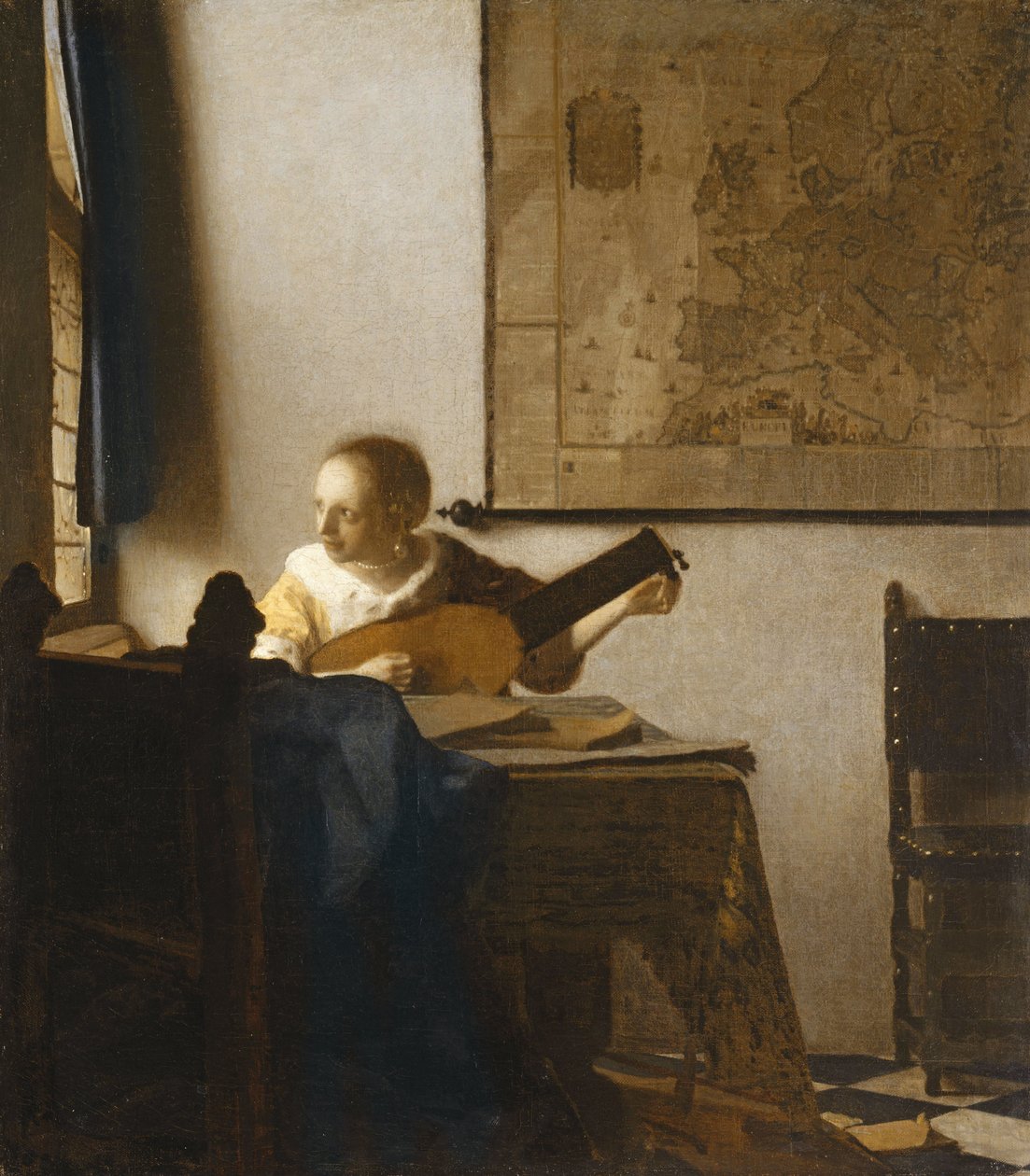 Kobieta z lutnią, ok. 1662-1663 (olej na płótnie) autorstwa Johannes Vermeer