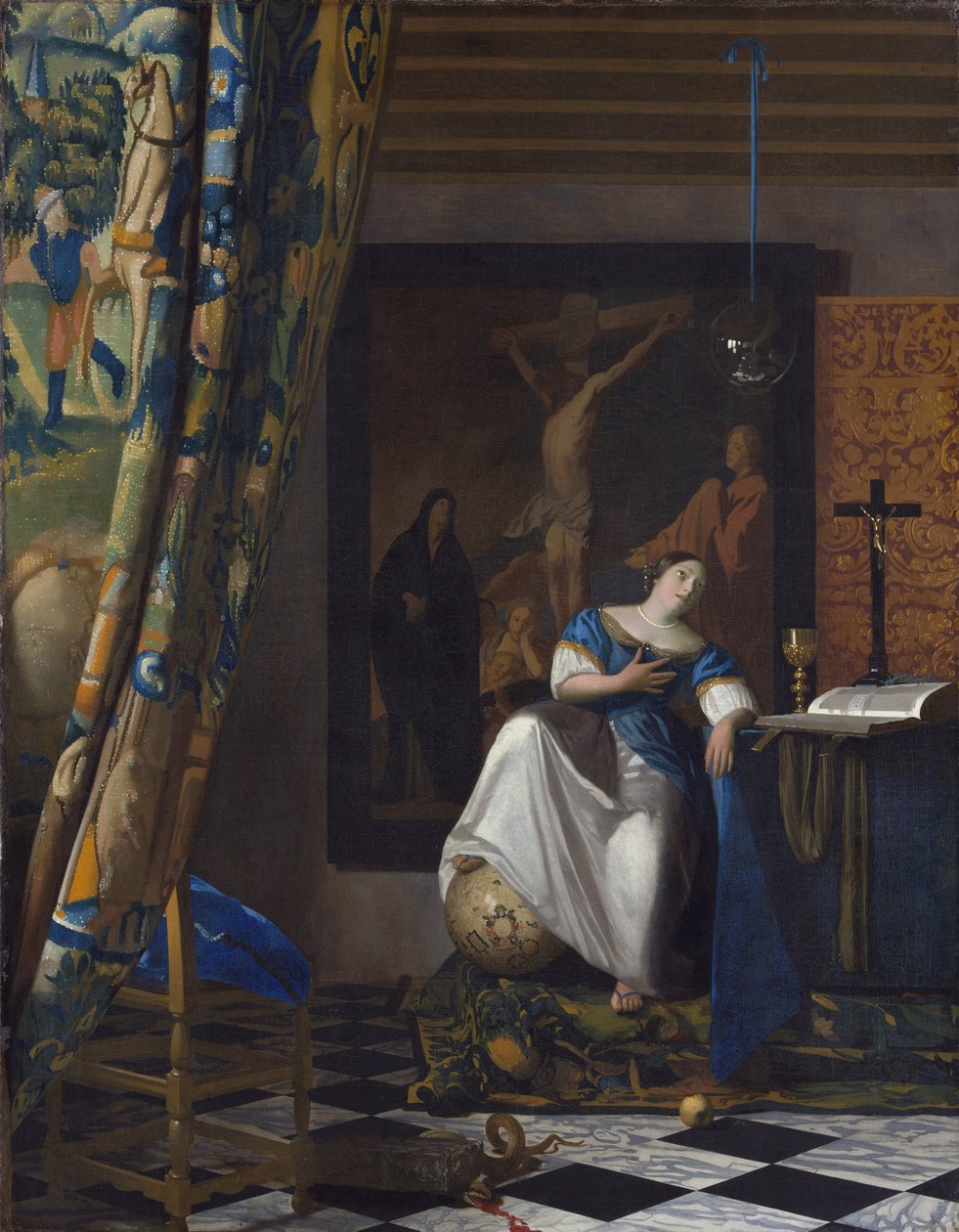 Alegoria Wiary - Obraz Johannesa Vermeera (Vermeer de Delft) (1632-1675), olej na płótnie autorstwa Johannes Vermeer