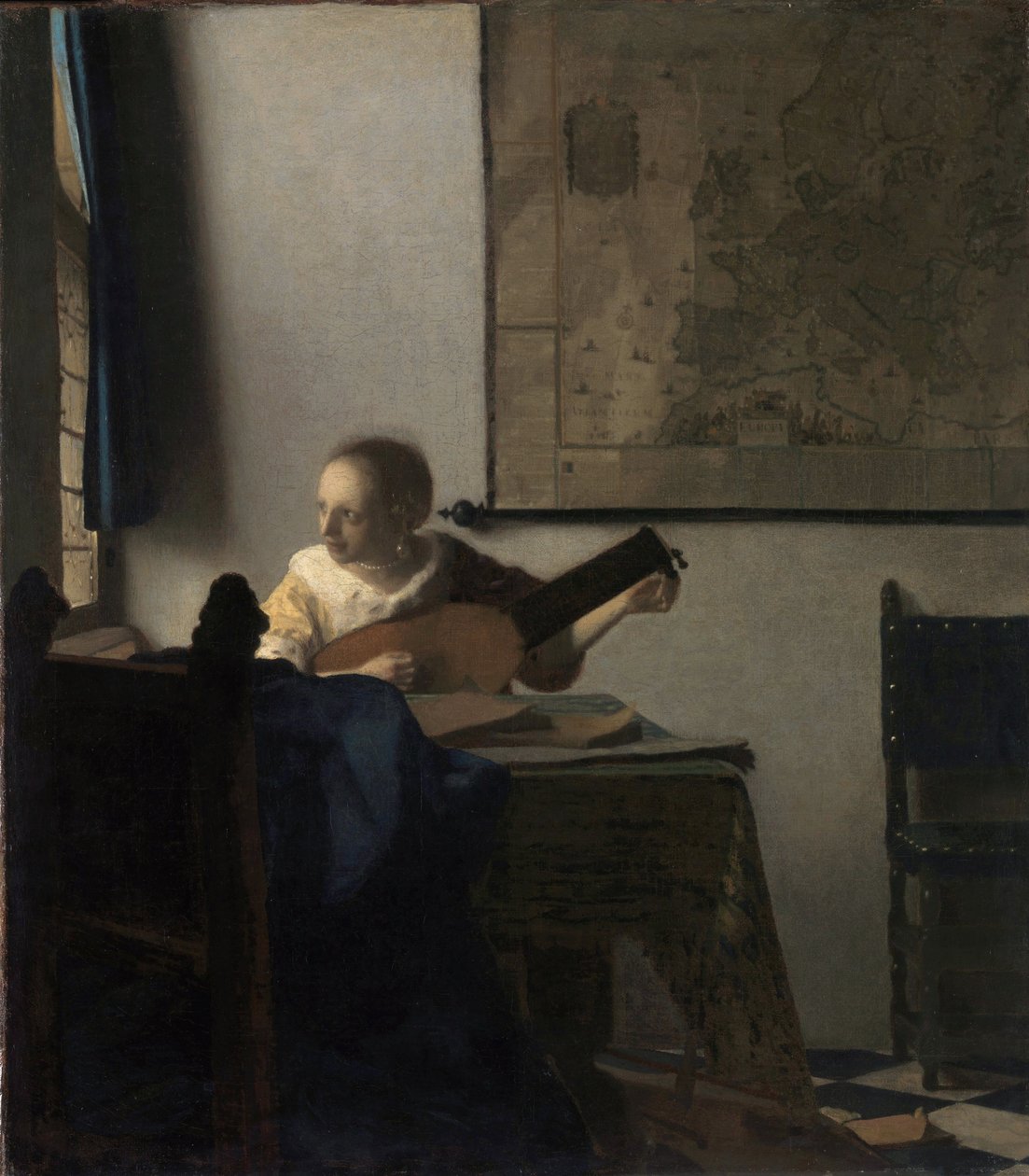 Kobieta w lutni - obraz Johannesa Vermeera (Vermeer de Delft) (1632-1675), olej na płótnie, ok. 1663, 51,4x45,7 cm. Metropolitan Museum of Art, Nowy Jork autorstwa Johannes Vermeer