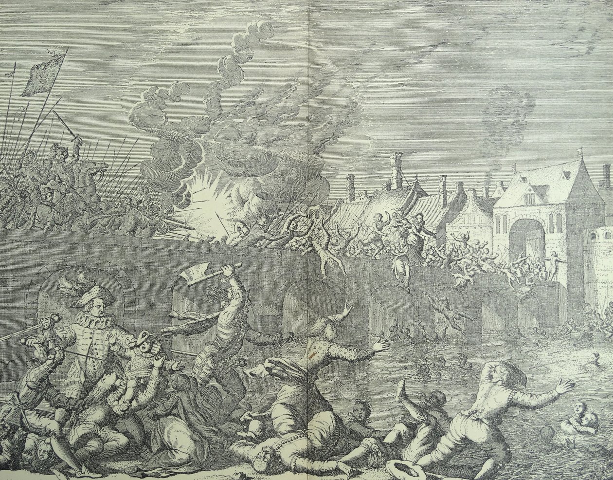 Maastricht w Holandii zostaje splądrowany przez księcia Parmy autorstwa Jan (after) Luyken
