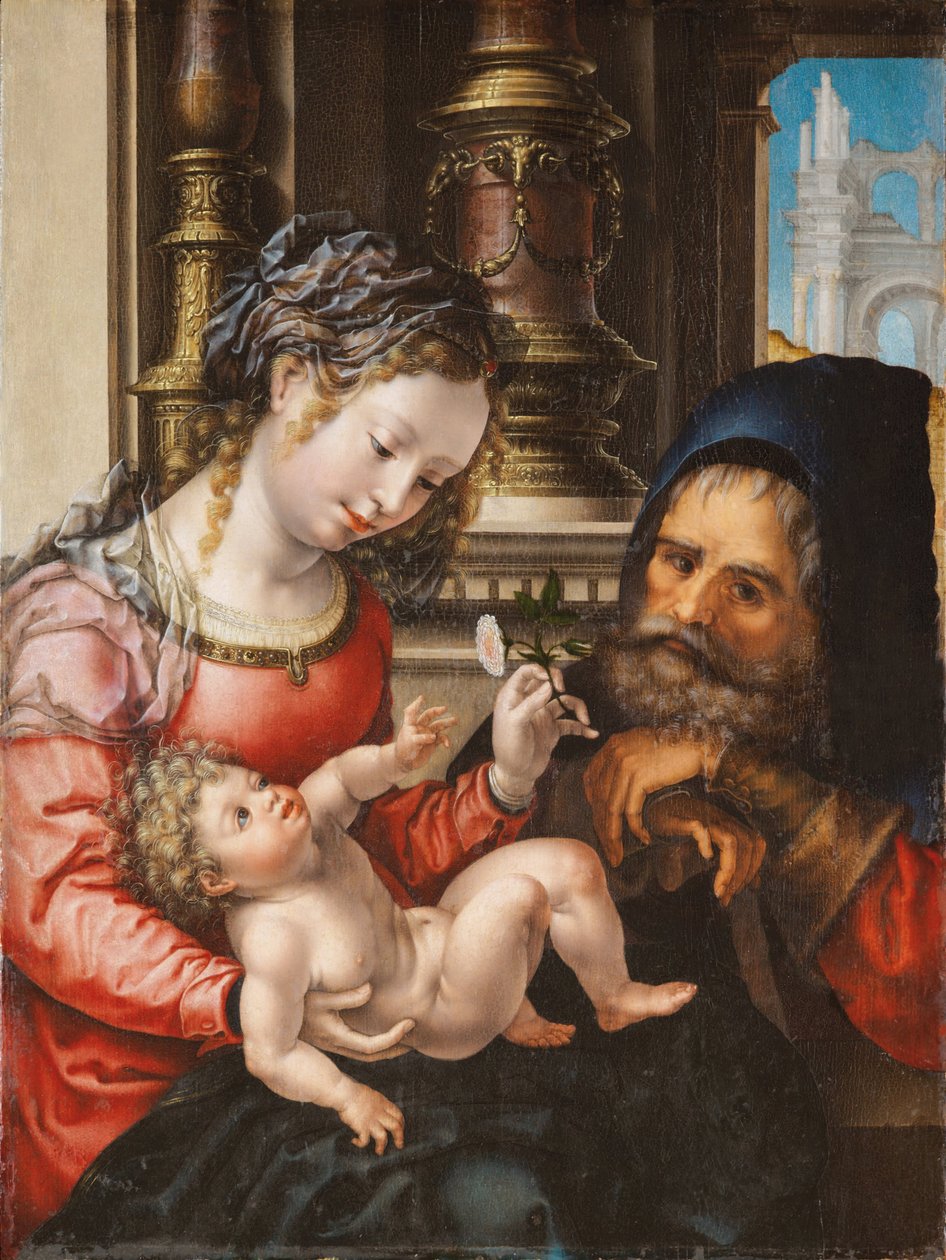 Święta Rodzina - Obraz Jana Gossaerta dit Mabuse (ok. 1478-1532), olej na drewnie, ok. 1527-1530, 55,9x42 cm - Święta Rodzina, Olej na drewnie Jana Gossaerta - Museo de Bellas Artes de Bilbao autorstwa Jan (c.1472 c.1533) Gossaert