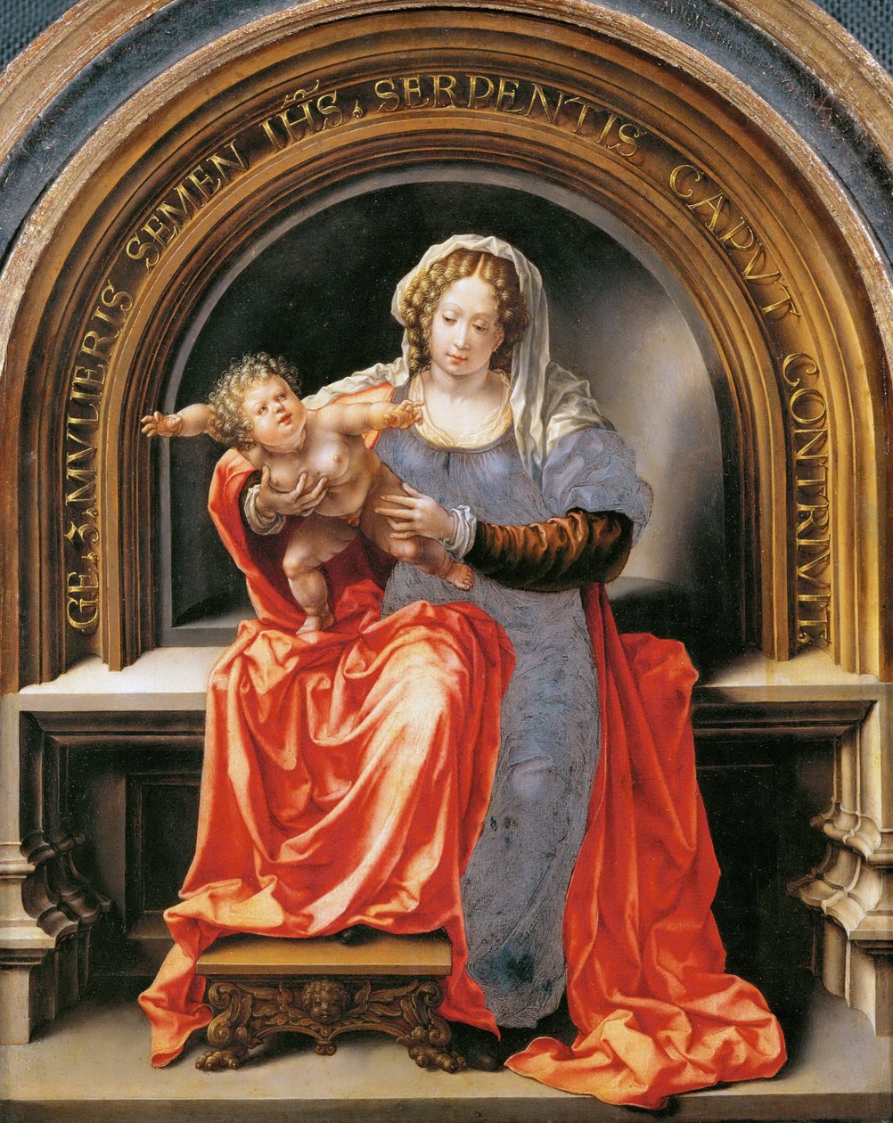 Dziewica z Dzieciątkiem - Jan Gossaert (Gossart, dit Mabuse) (ok. 1478-1532). Olej na drewnie, ok. 1526-1527. Wymiar : 30,6x24,5 cm. Muzeum Historii Sztuki, Wiedeń autorstwa Jan (c.1472 c.1533) Gossaert