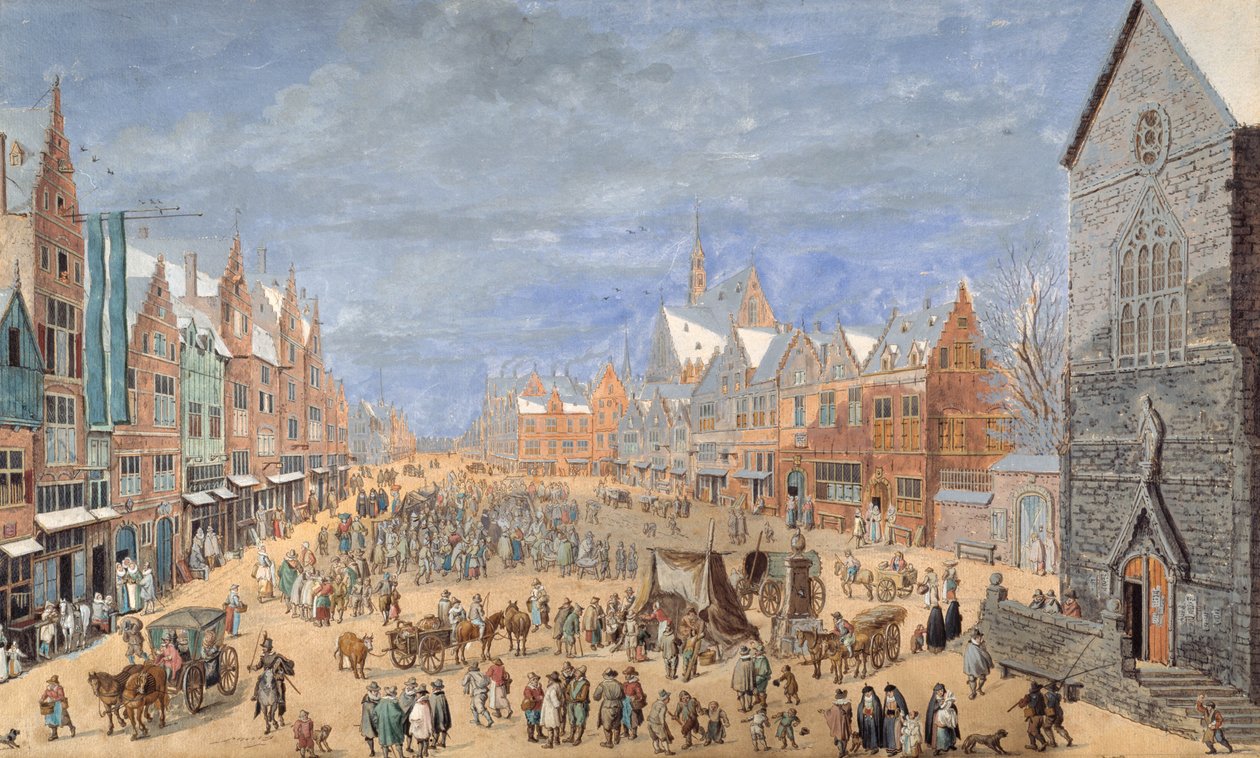 Wiejska uliczka z karczmą na wiosnę (gwasz na papierze) autorstwa Jan (follower of) Brueghel