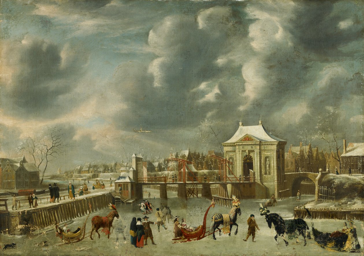 Heiligewegpoort zimą autorstwa Jan Abrahamsz. Beerstraten