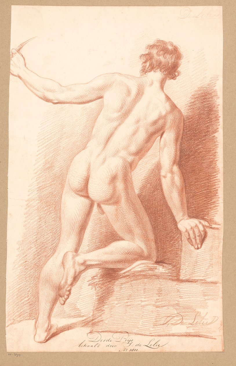 Akt męski stojący widziany z tyłu (III nagroda 1811) autorstwa Jan Adriaan Antonie de Lelie