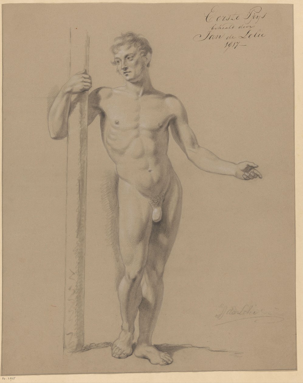 Stojący akt męski, widziany z przodu (I nagroda 1817) autorstwa Jan Adriaan Antonie de Lelie