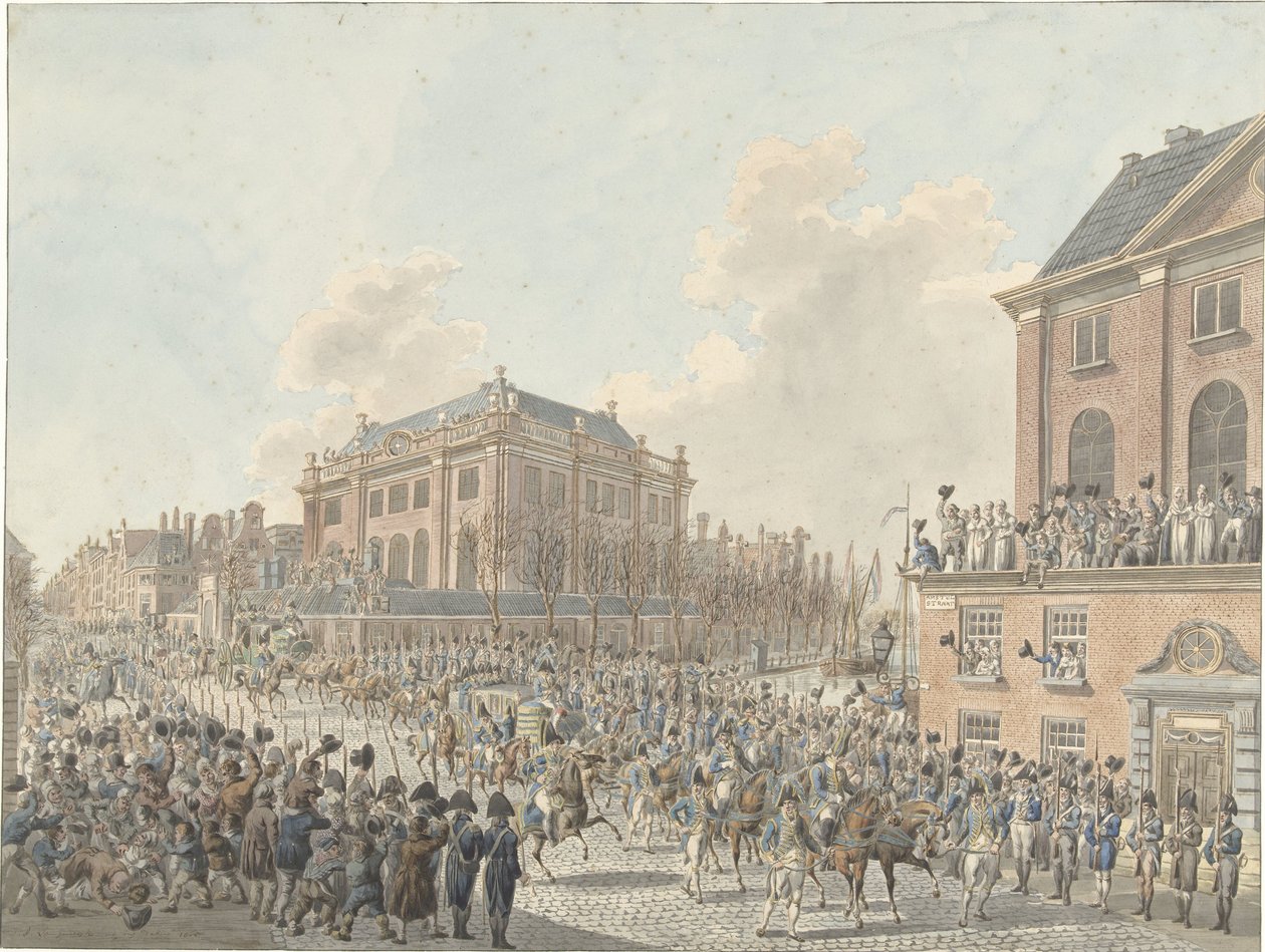 Przybycie do Amsterdamu Ludwika Napoleona 20 kwietnia 1808 r. autorstwa Jan Anthonie Langendijk Dzn (signed by artist)