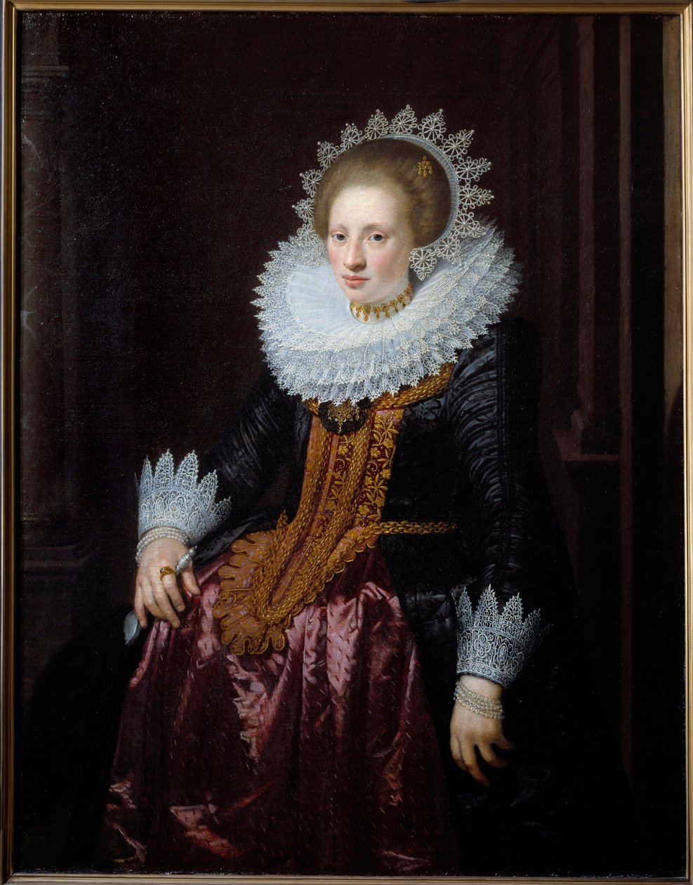 Portret kobiety Dawniej znany jako Portret Madame Vrydags syn Van Vollenhoven Obraz Jana Van Ravesteyna (1570-1657) (ec.holl.) 1620 nd. 1,34x1,04 m Lille, Muzeum Sztuk Pięknych autorstwa Jan Anthonisz. van Ravesteyn