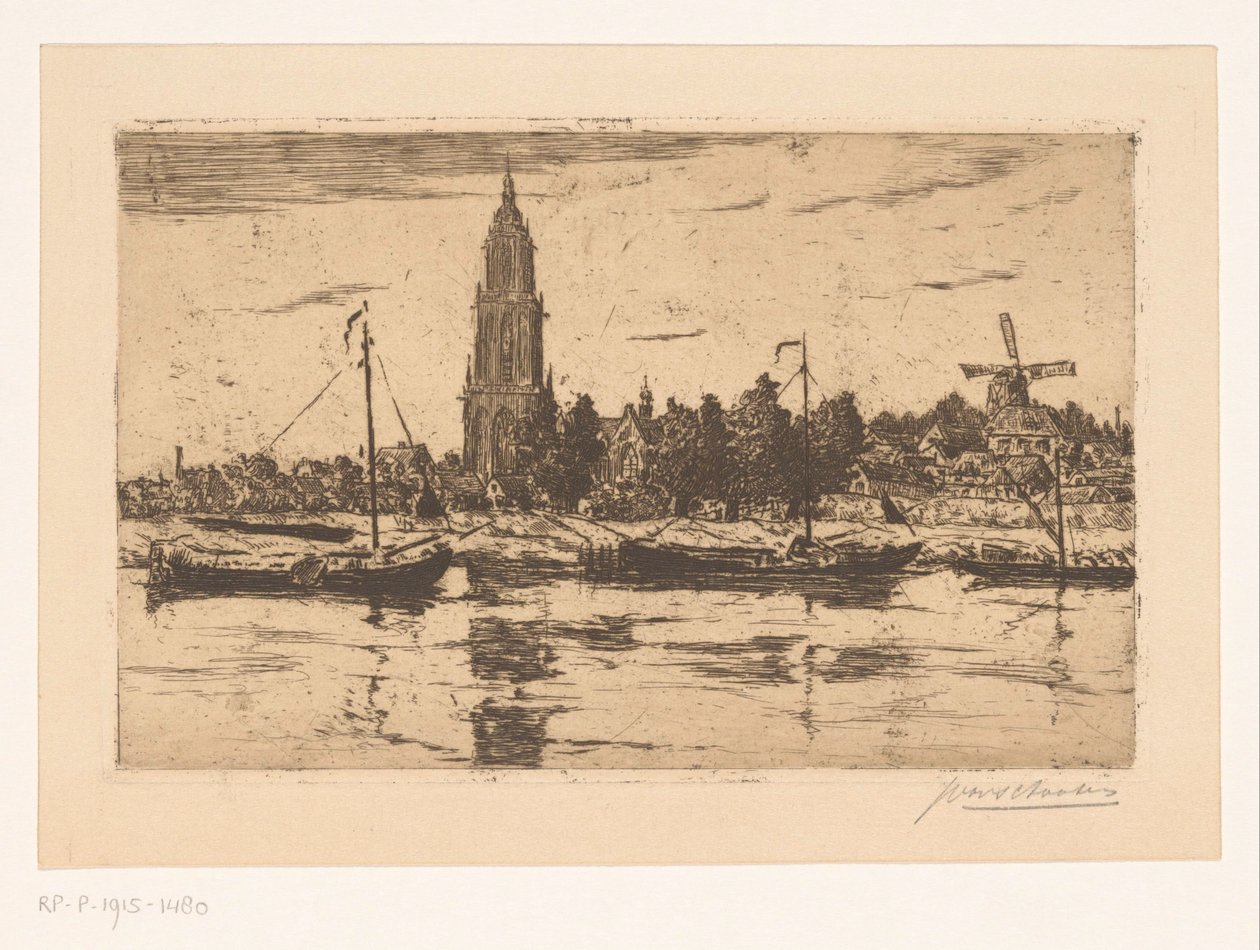 Widok na Rhenen autorstwa Jan Antonius van Schooten (signed by artist)