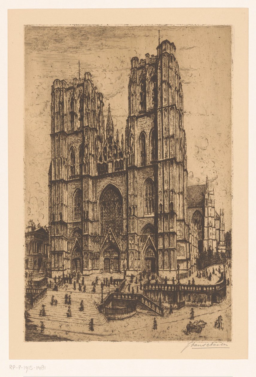 Katedra św. Michała i św. Guduli w Brukseli autorstwa Jan Antonius van Schooten (signed by artist)