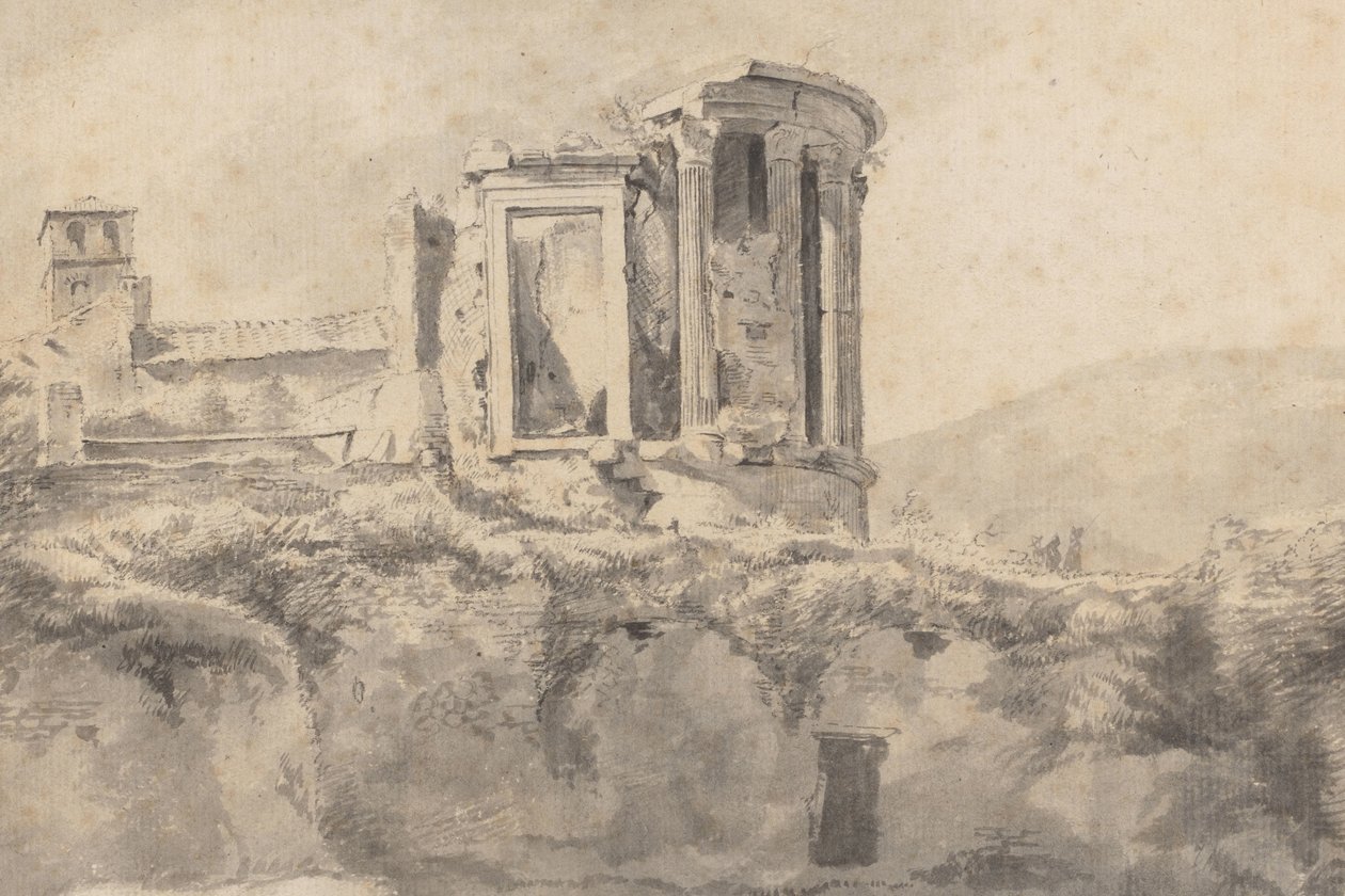 Widok świątyni Westy w Tivoli autorstwa Jan Asselijn (possibly)