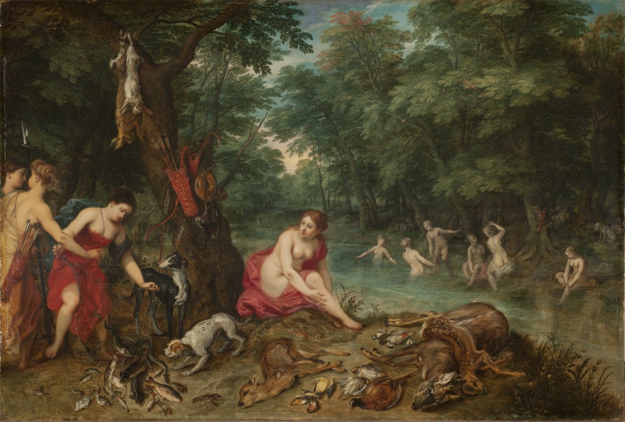 Kąpielowe Nimfy (olejek na panelu) autorstwa Jan and Balen Hendrik van Brueghel