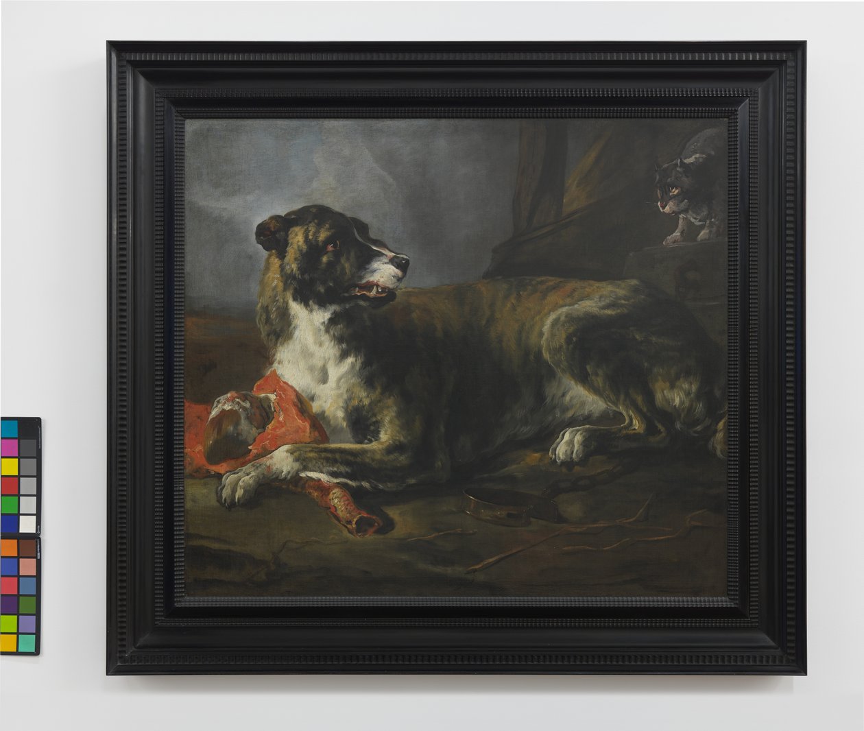 Dzik z kawałkiem mięsa w pobliżu wściekłego kota, ok. 1647-55 (olej na płótnie) autorstwa Jan Baptist Weenix