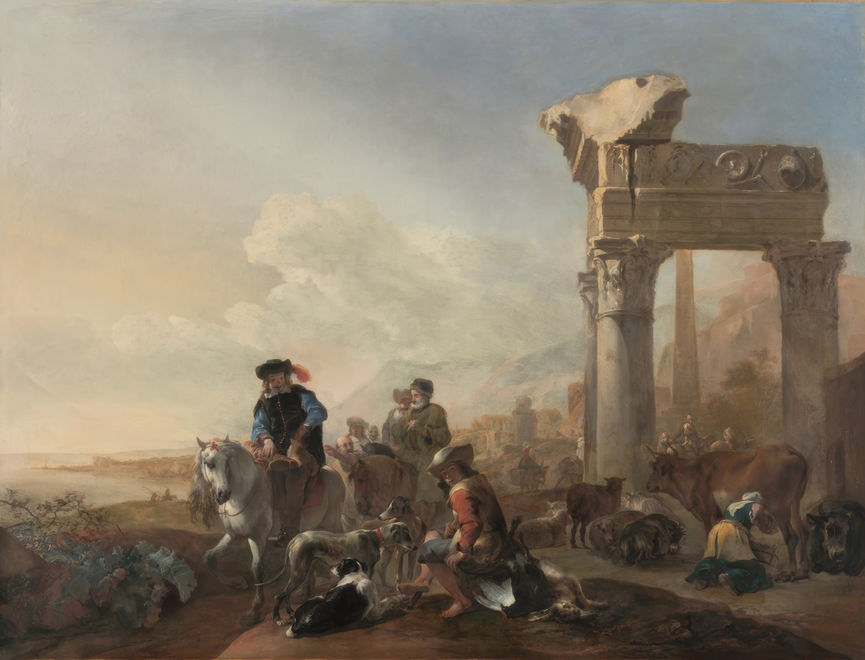 Jan Baptysta Weenix / "Myśliwi w pobliżu ruin", 1648 r. autorstwa Jan Baptist Weenix