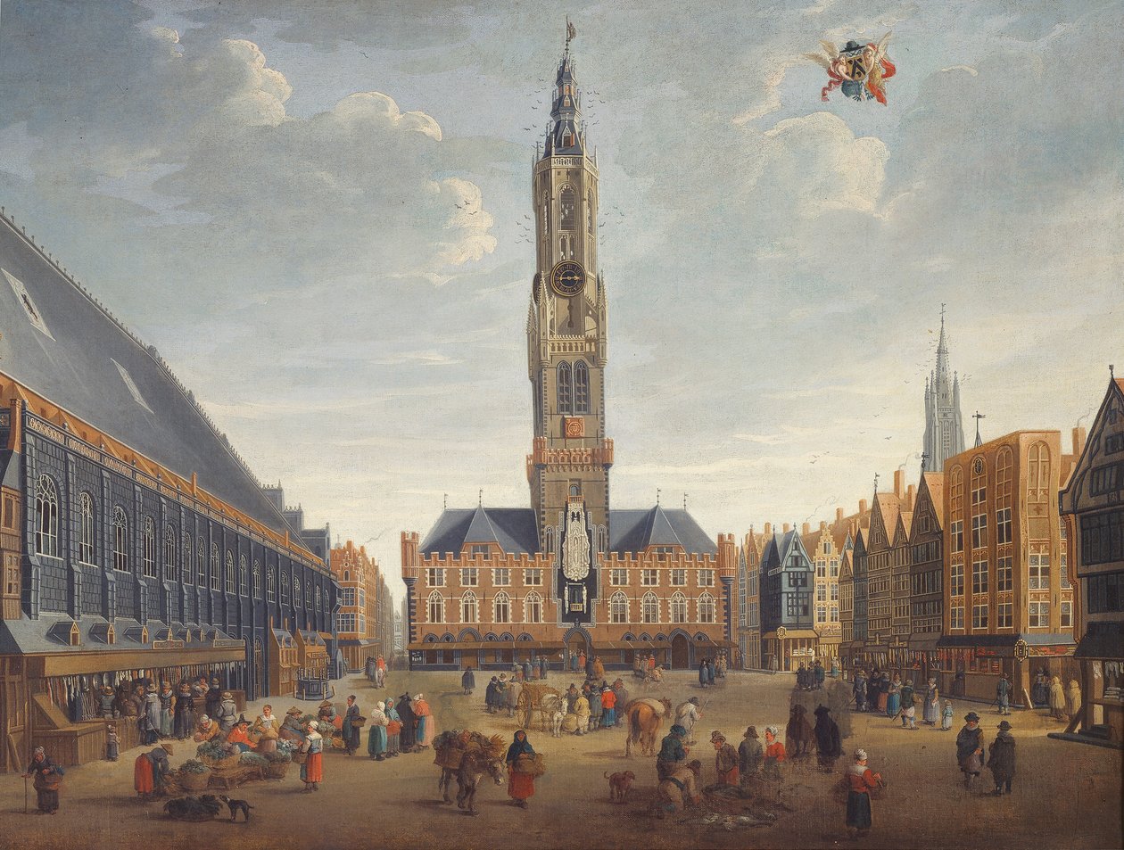 The Markt, Bruges, c.1691-1700 (óleo sobre painel)polonês autorstwa Jan Baptist van Meunincxhove