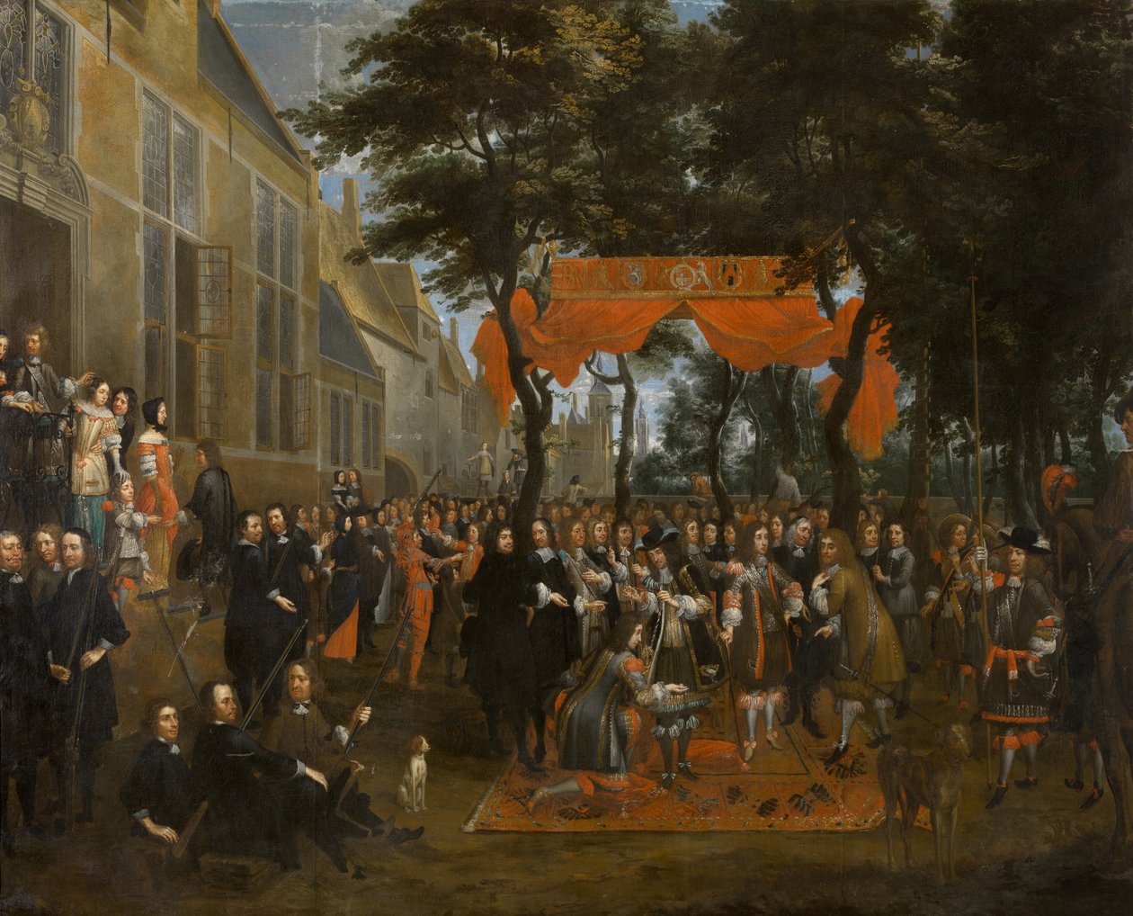 Recepcja Karola II i jego braci autorstwa Jan Baptist van Meunincxhove
