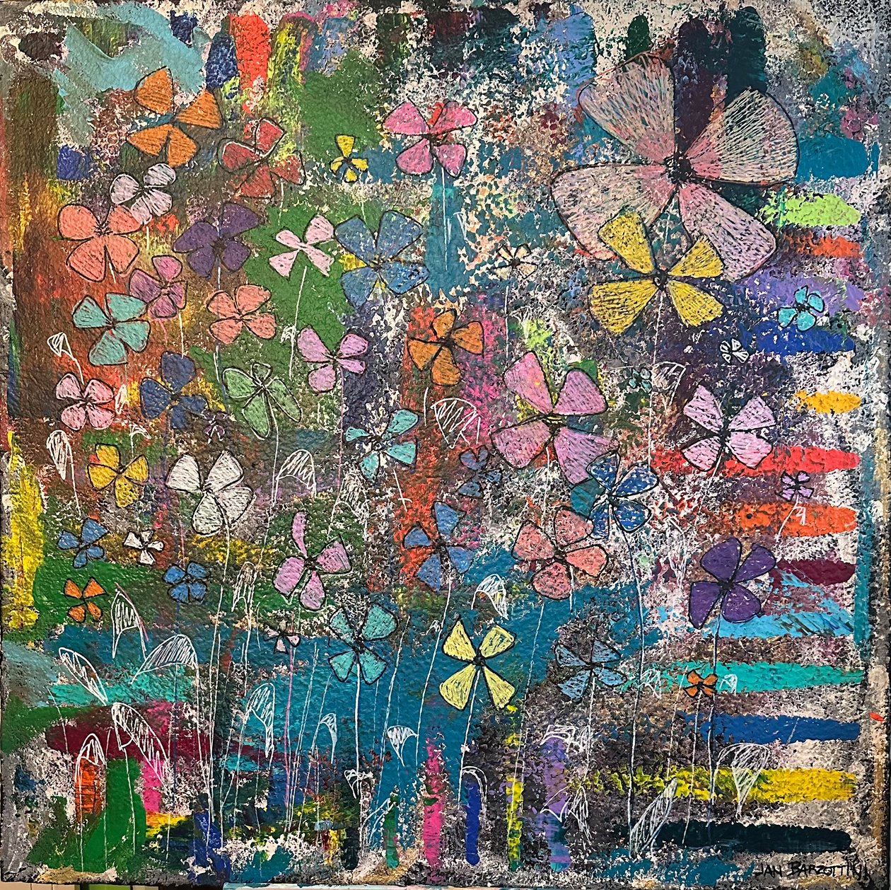 Lost in the Garden, 2020 (akryl na papierze czerpanym) autorstwa Jan Barzottini