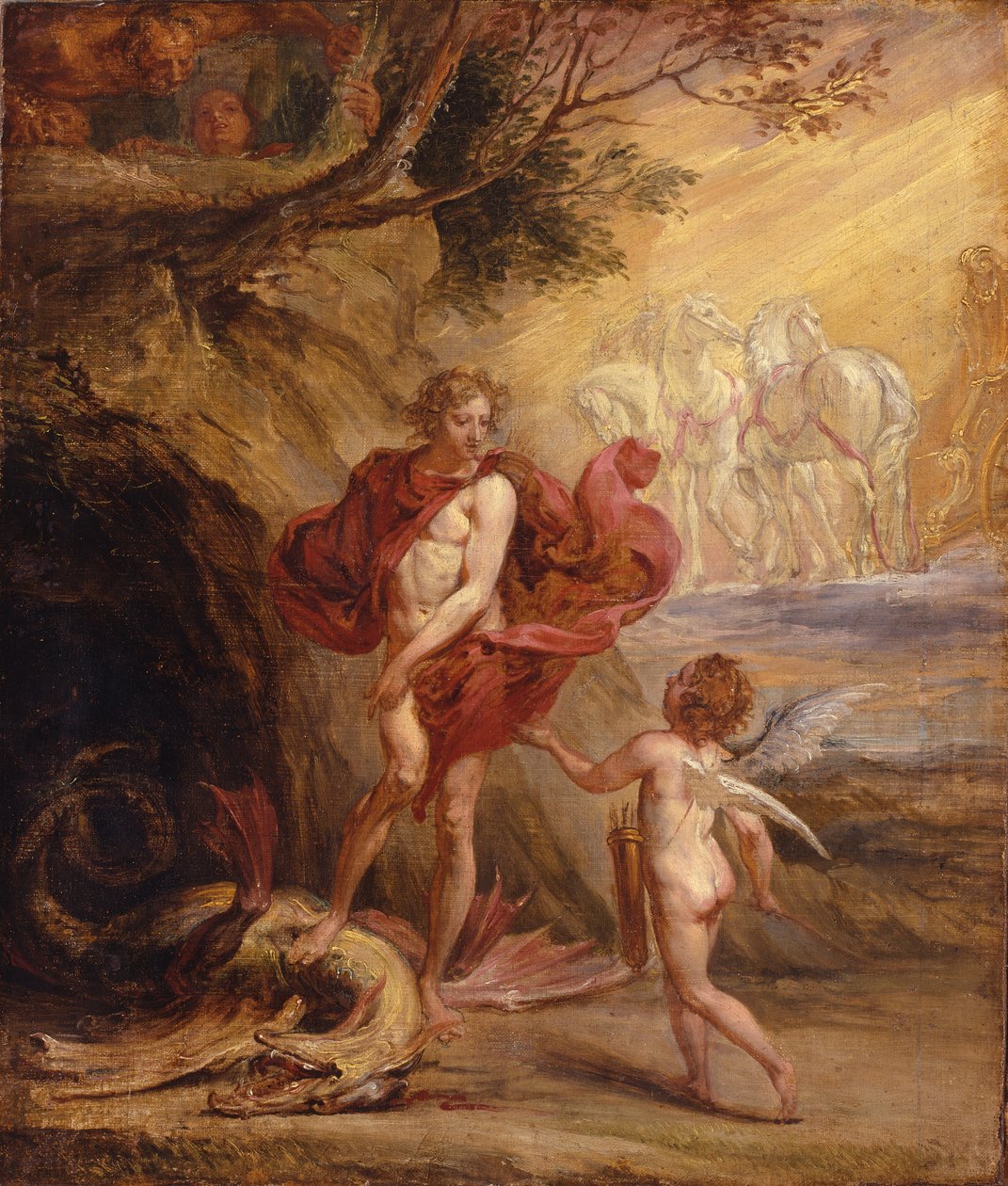 Apolo e Python (óleo sobre tela) polonês autorstwa Jan Boeckhorst
