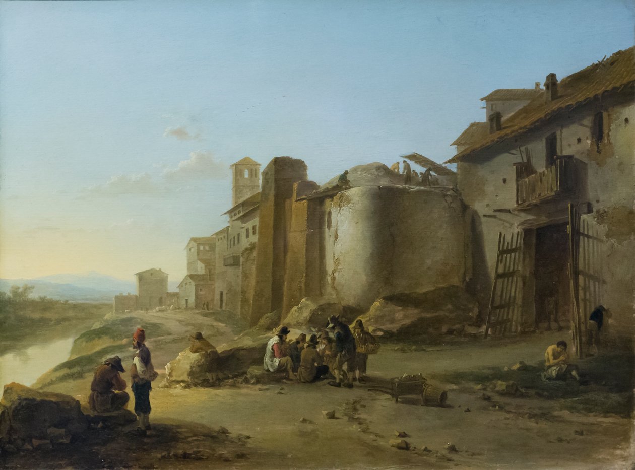 Widok na Tyber, w pobliżu ripa bianca 1641 (olej na dębie) autorstwa Jan Both
