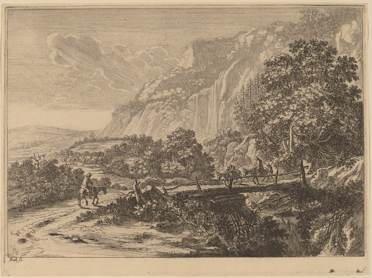 Drewniany most w Sulmona niedaleko Tivoli autorstwa Jan Both