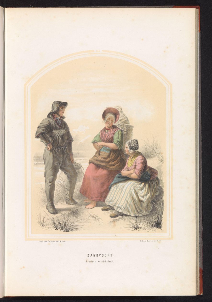 Tradycyjny strój Zandvoort w północnej Holandii, 1857 Zandvoort. Prowincja Holandia Północna / III (tytuł na obiekcie) autorstwa Jan Braet von Uberfeldt