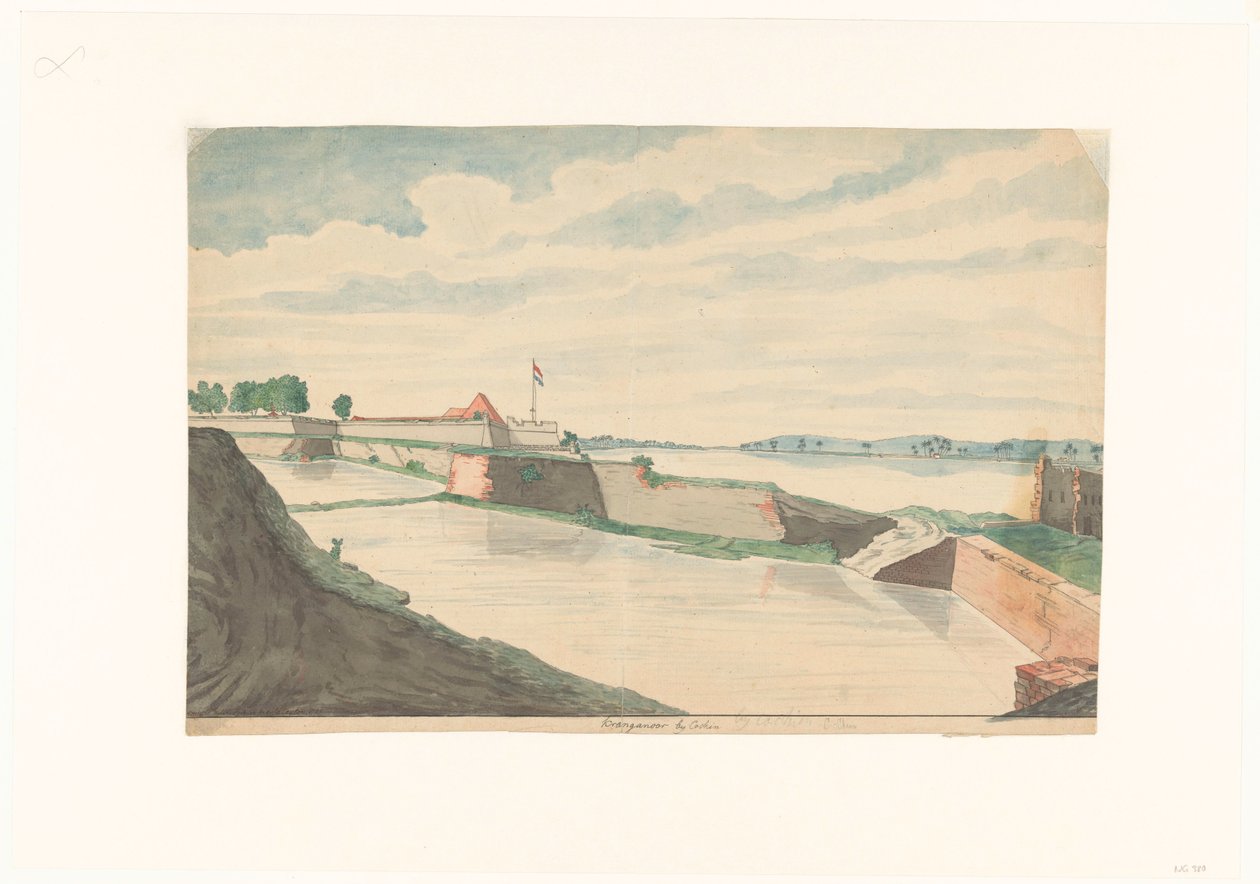 Fort Kraganoor w pobliżu Cochin autorstwa Jan Brandes (signed by artist)