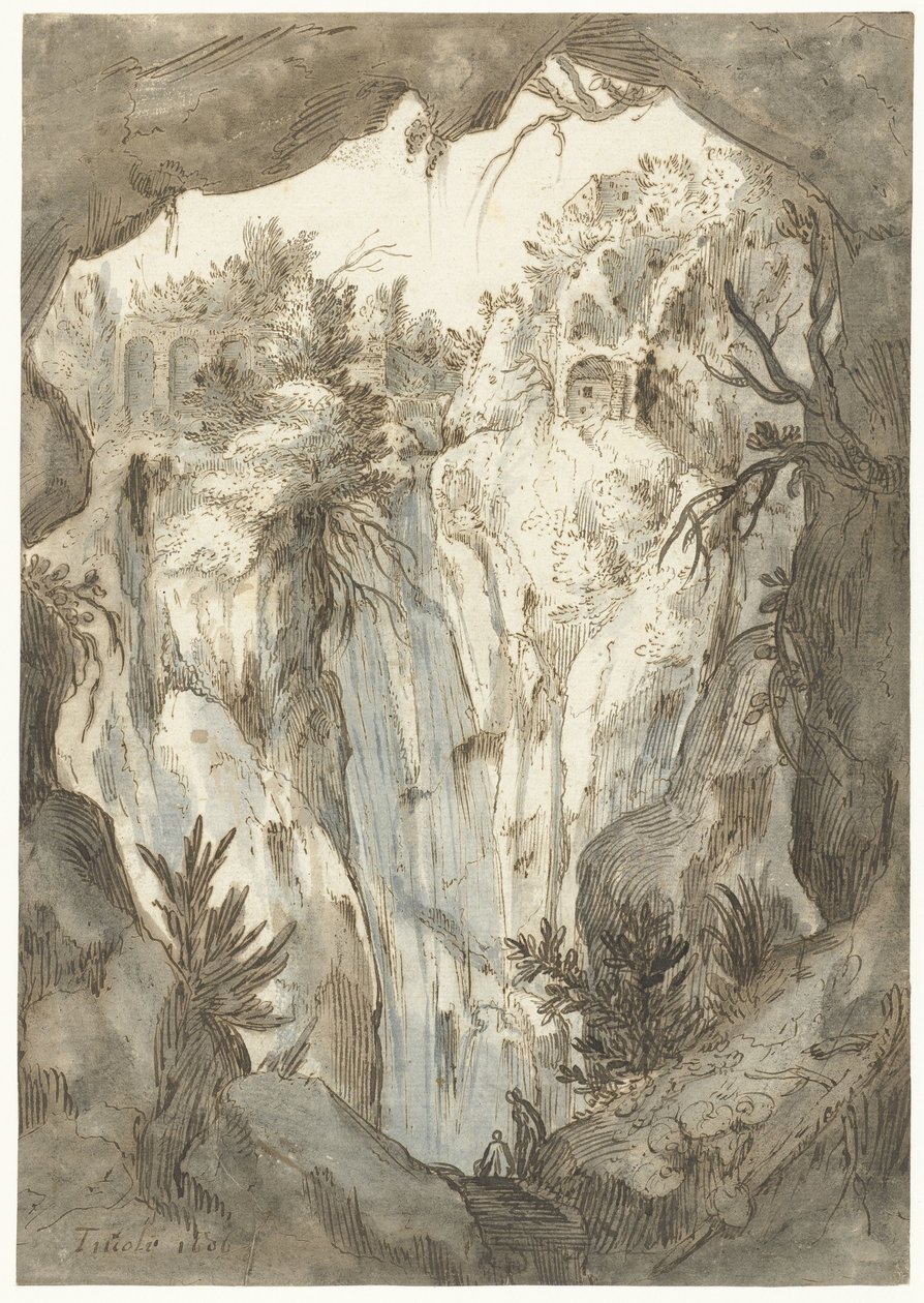 Wodospad Tivoli widziany z jaskini autorstwa Jan Brueghel (I) (attributed to)