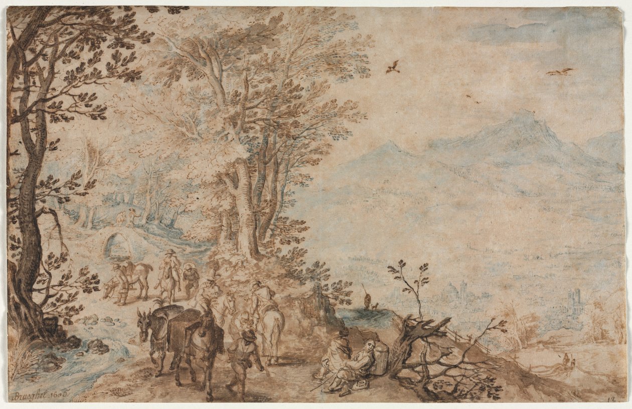 Krajobraz z podróżnikami autorstwa Jan Brueghel