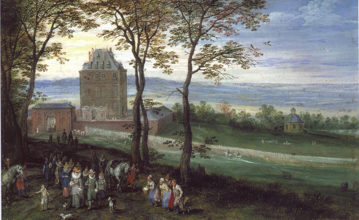Arcyksiążę Albrecht i Izabela przed Zamkiem Mariemont autorstwa Jan Brueghel the Elder