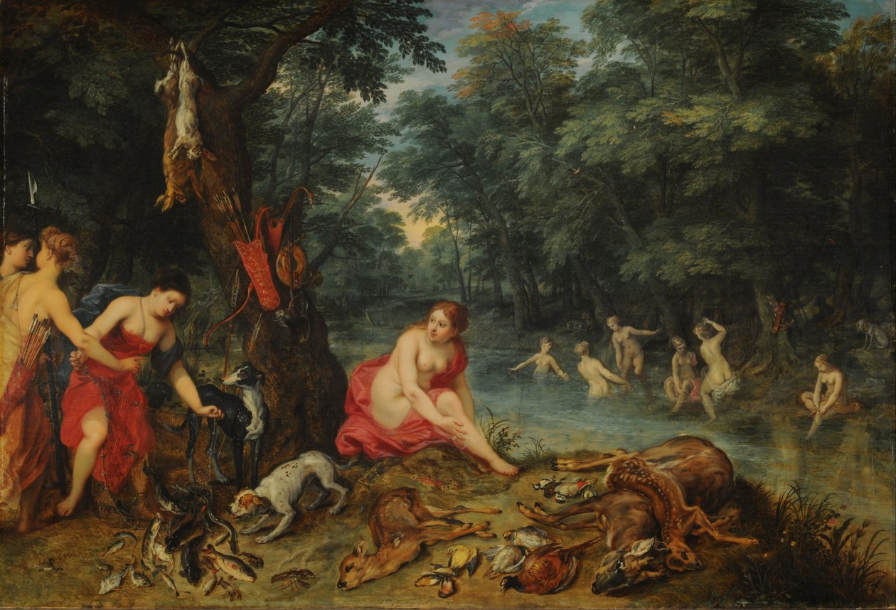 Kąpiel nimf (nimfy Diany wracają z wędkowania) autorstwa Jan Brueghel the Elder