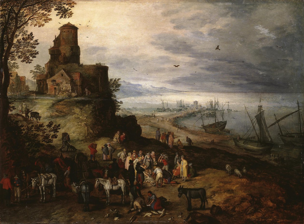 Targ rybny (powołanie apostołów Piotra i Andrzeja) autorstwa Jan Brueghel the Elder