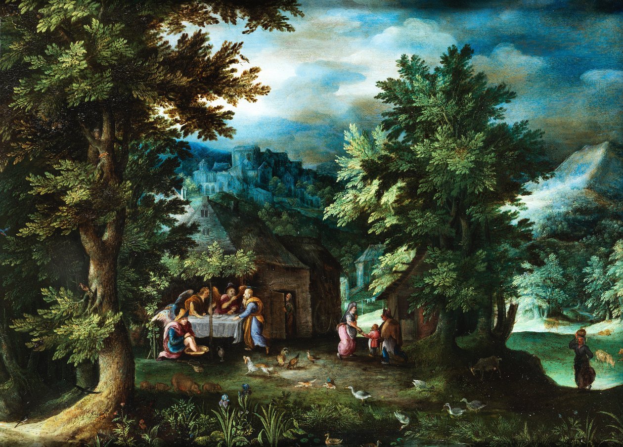 Jan Brueghel (I) Abraham i aniołowie w Mamre autorstwa Jan Brueghel the Elder