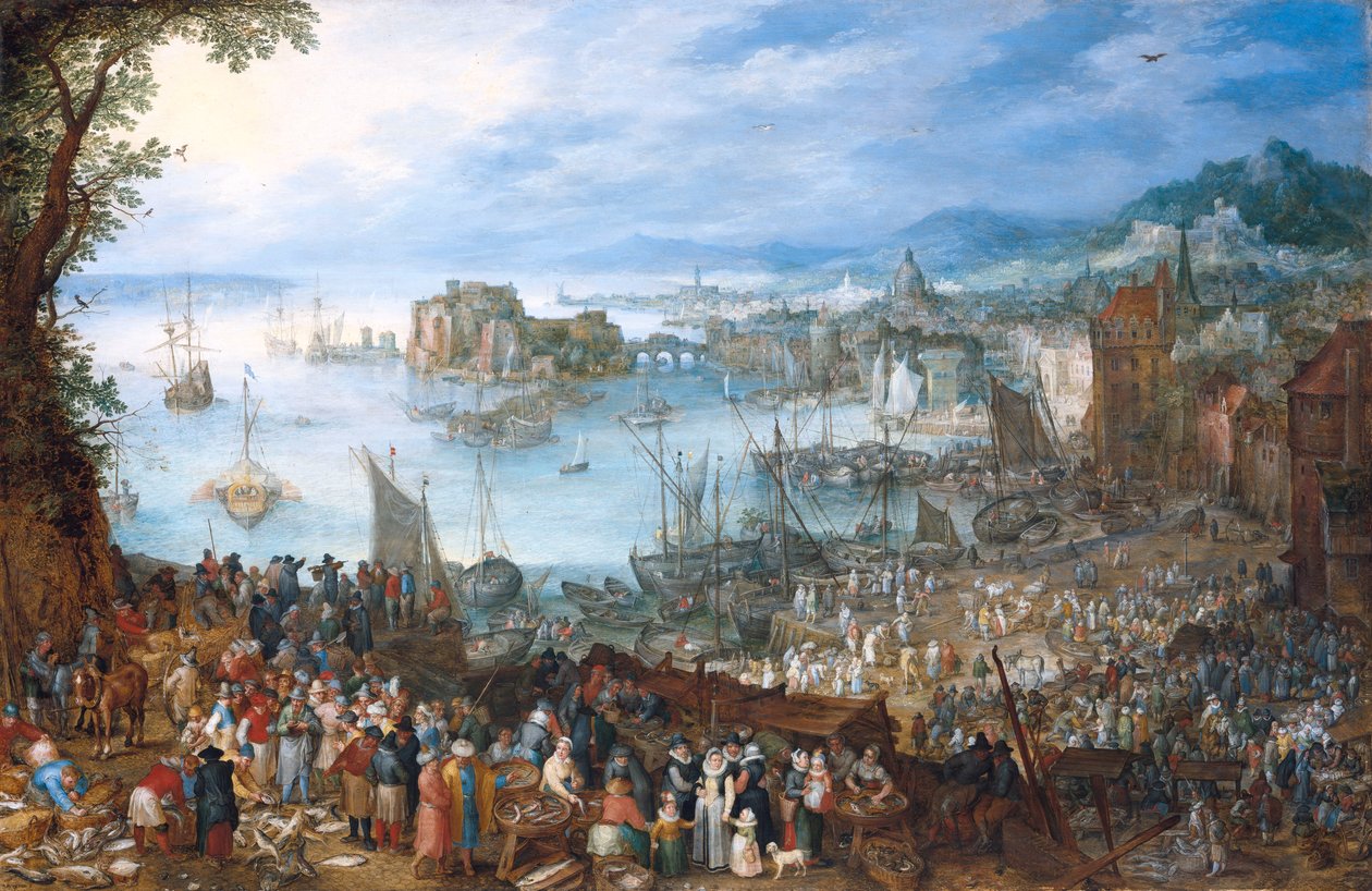 Duży rynek rybny autorstwa Jan Brueghel the Elder