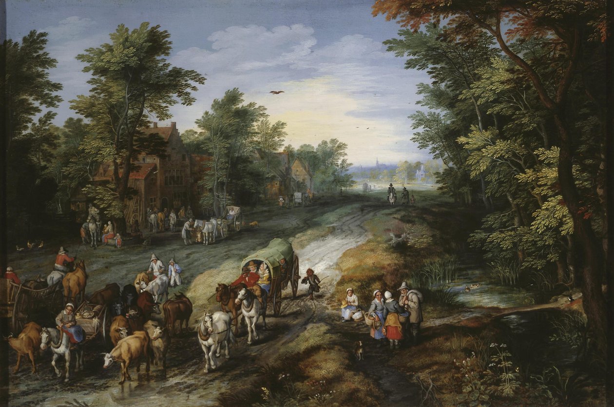 Droga w otoczeniu miasta autorstwa Jan Brueghel the Elder